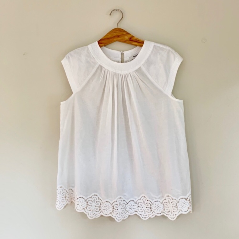 Madewell white embroidered blouse